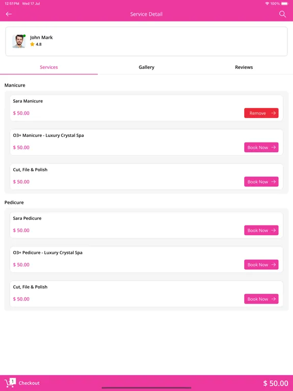 One Stop Beauty User App iPad  Screenshots