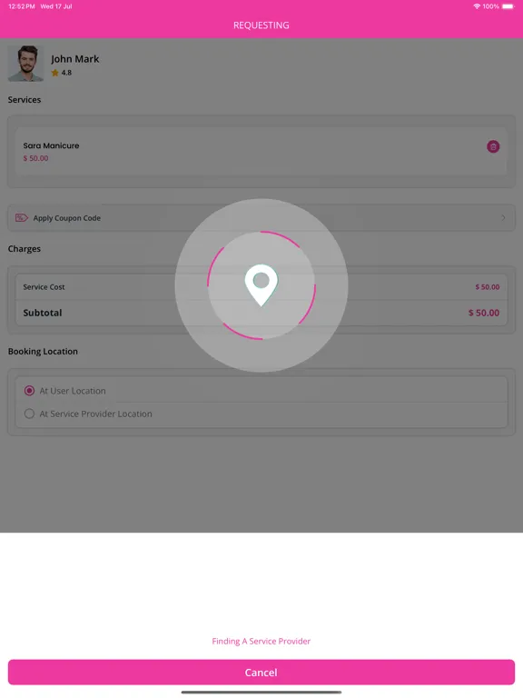 One Stop Beauty User App iPad  Screenshots