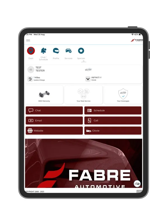 Capturas de tela do Fabre Automotive iPad 