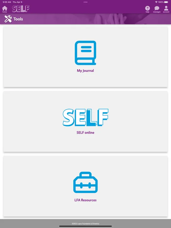 Tangkapan layar SELF by LFA iPad 