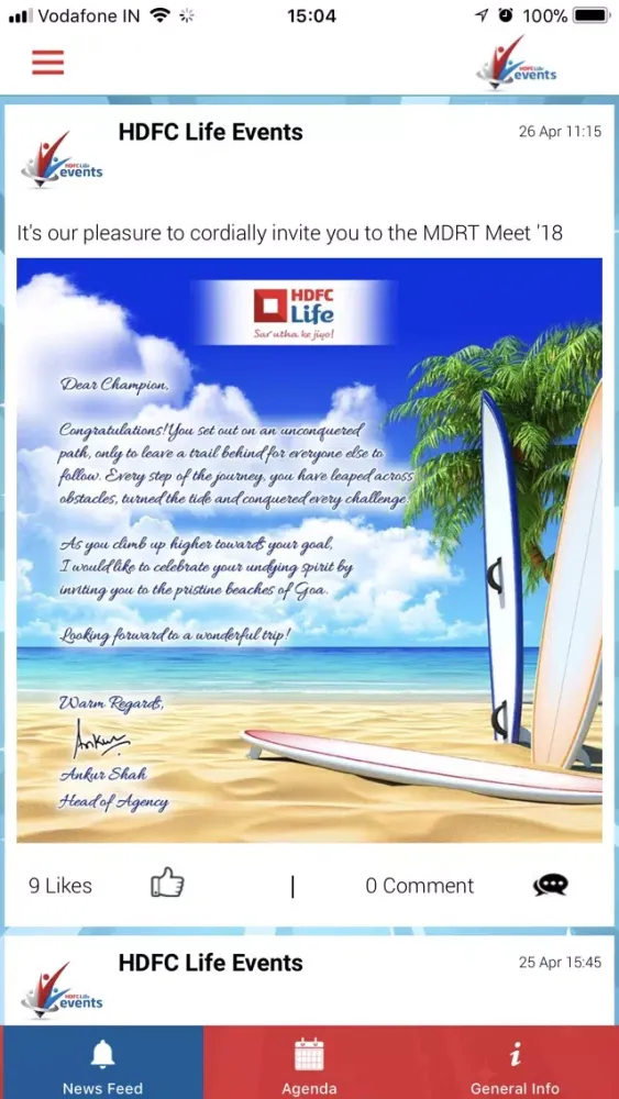 Screenshot di HDFC Life Events