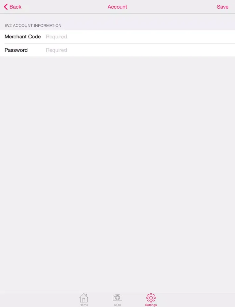 ภาพหน้าจอของ EV2 Terminal iPad 