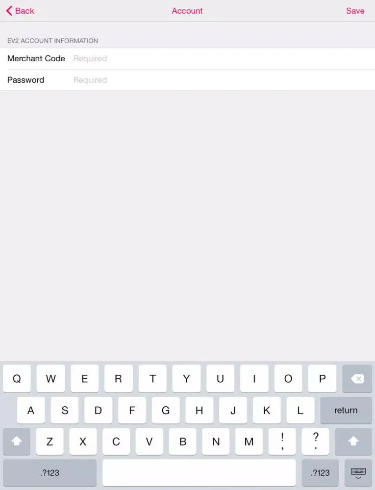 ภาพหน้าจอของ EV2 Terminal iPad 