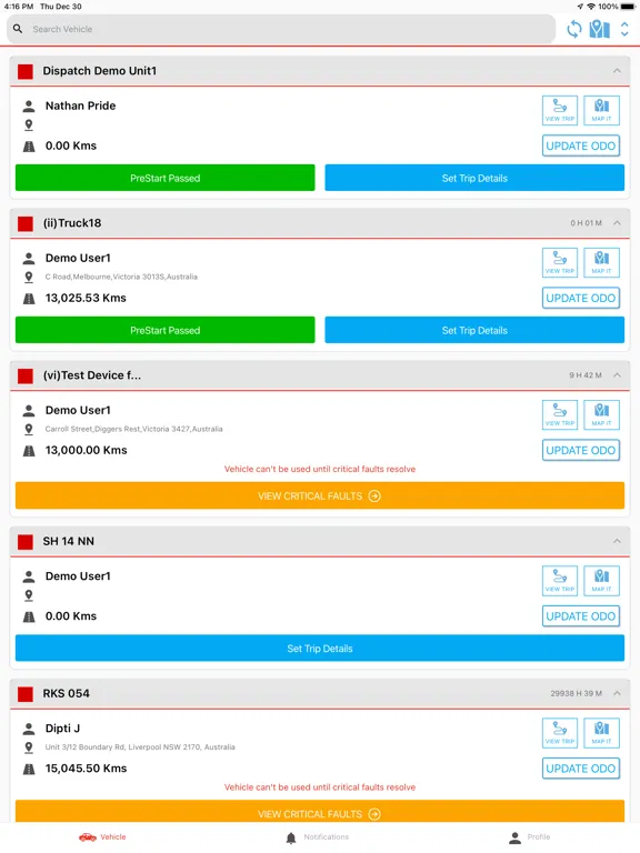 FleetLocate V5 Driver iPad  स्क्रीनशॉट