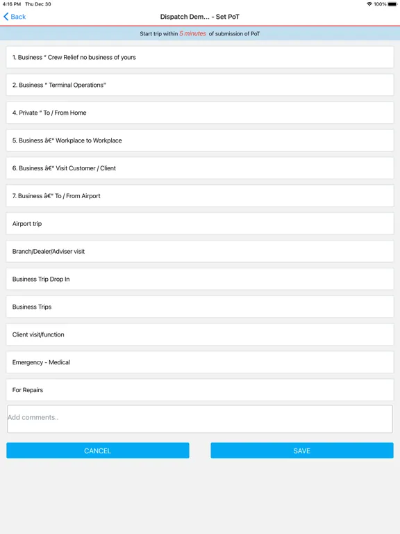 FleetLocate V5 Driver iPad  स्क्रीनशॉट