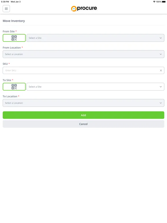 Tangkapan skrin Procure.co iPad 
