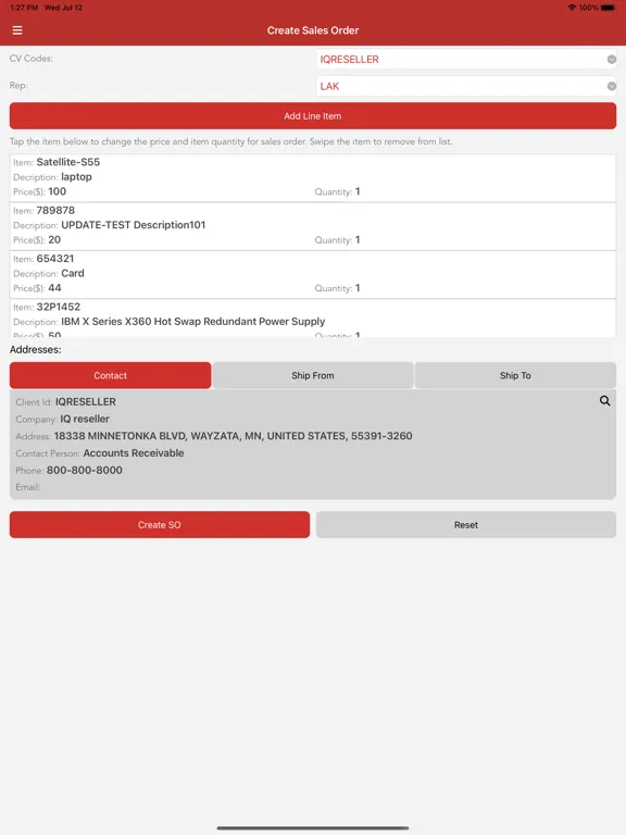 Capturas de pantalla de IQ reseller Warehouse II iPad 