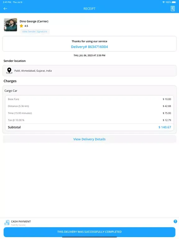 ProDelivery Sender iPad  স্ক্রিনশট