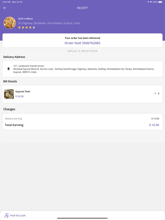 Tangkapan layar ProDeliveryKing Driver iPad 