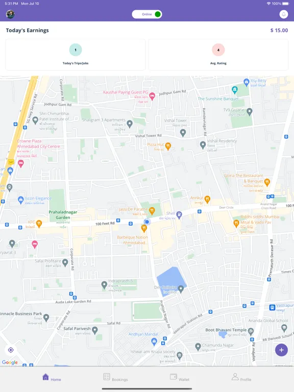 Tangkapan layar ProDeliveryKing Driver iPad 