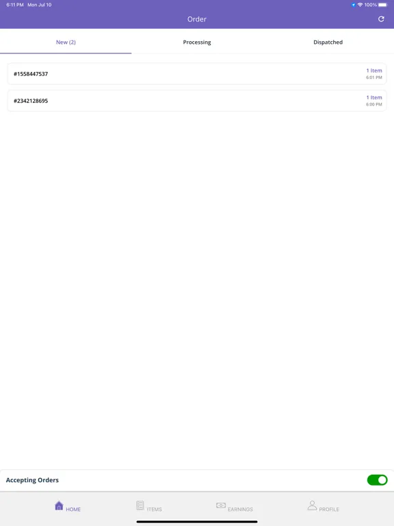 Tangkapan layar ProDeliveryKing Store iPad 