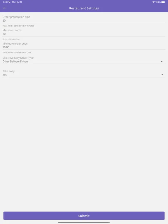 Tangkapan layar ProDeliveryKing Store iPad 