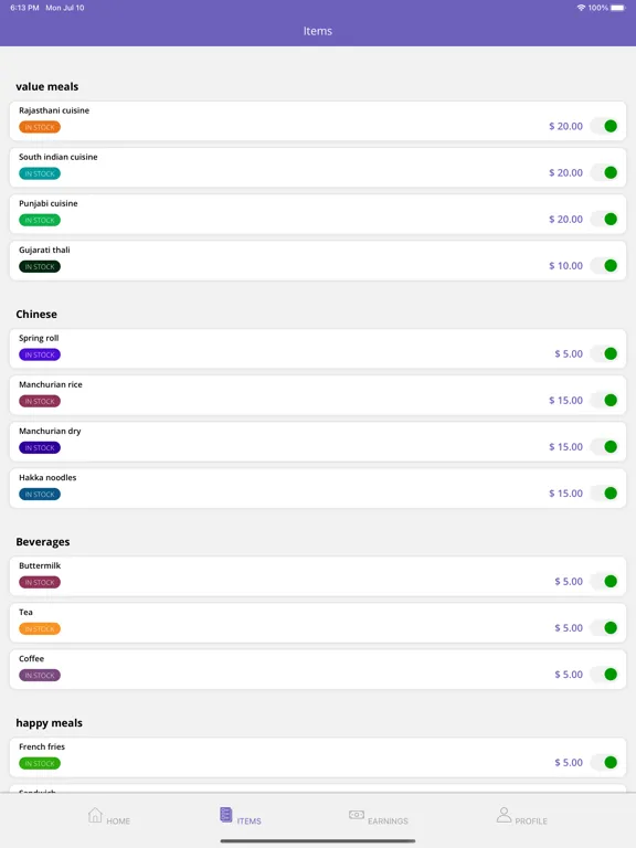 Tangkapan layar ProDeliveryKing Store iPad 
