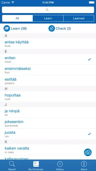 Captures d'écran de Finnish <> English Dictionary + Vocabulary trainer