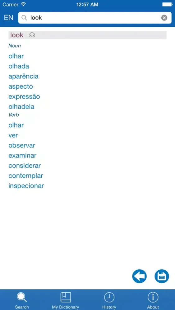 Zrzuty ekranu Portuguese <> English Dictionary + Vocabulary trainer