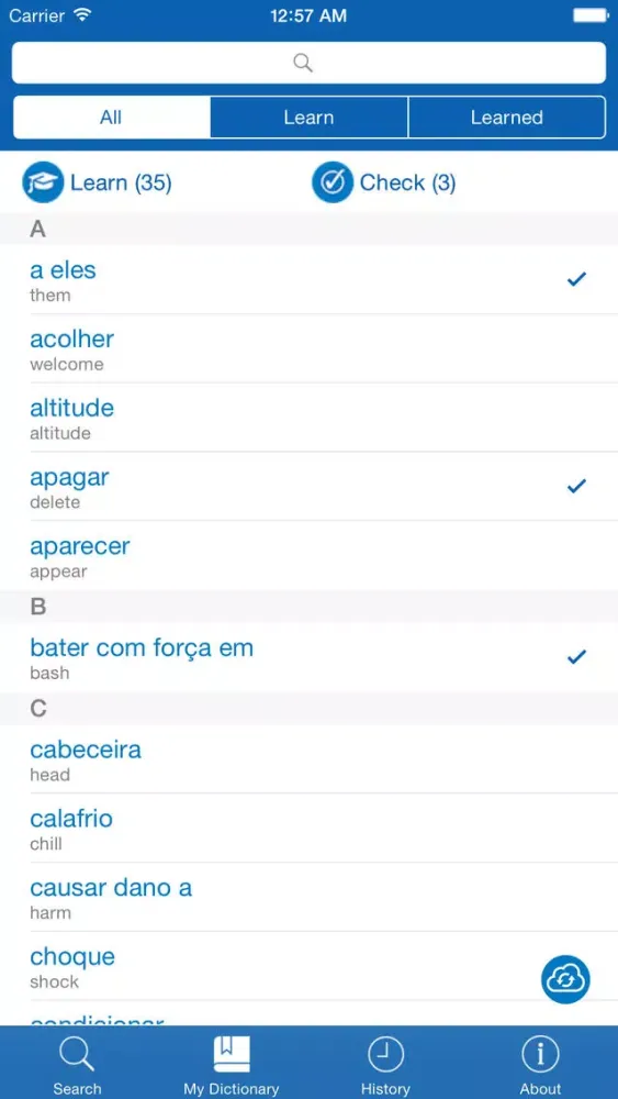 Zrzuty ekranu Portuguese <> English Dictionary + Vocabulary trainer