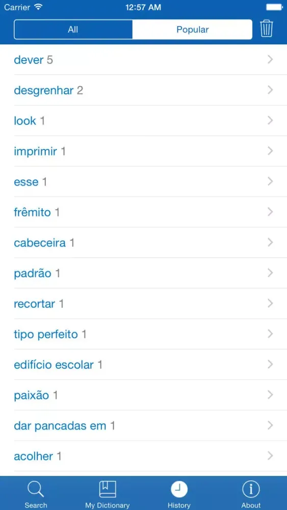 Zrzuty ekranu Portuguese <> English Dictionary + Vocabulary trainer