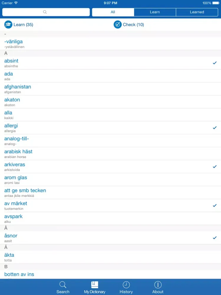 صور Swedish <> Finnish Dictionary + Vocabulary trainer iPad 