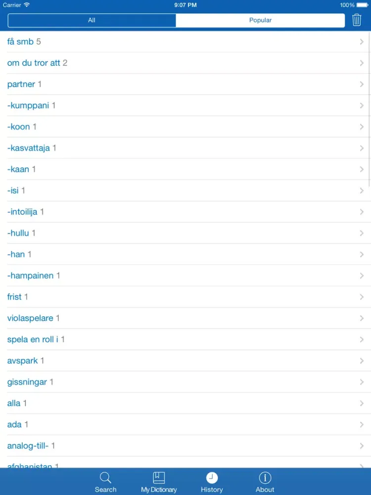 صور Swedish <> Finnish Dictionary + Vocabulary trainer iPad 