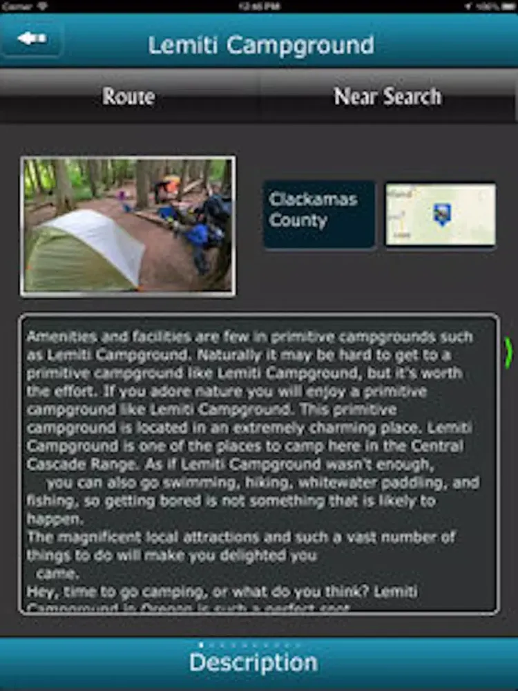 Ảnh chụp màn hình của Oregon Campgrounds iPad 
