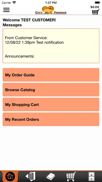 Capturas de tela do City Produce Mobile Ordering