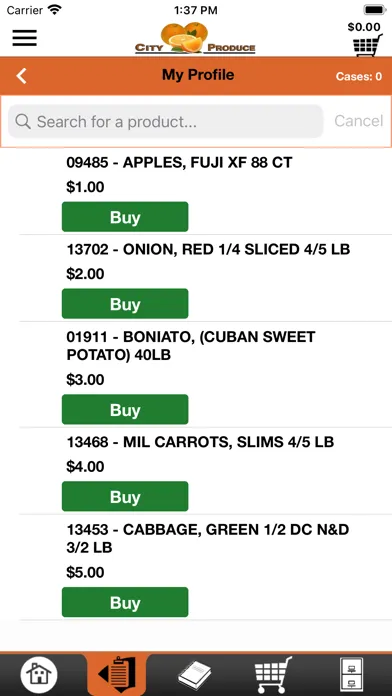 Capturas de tela do City Produce Mobile Ordering