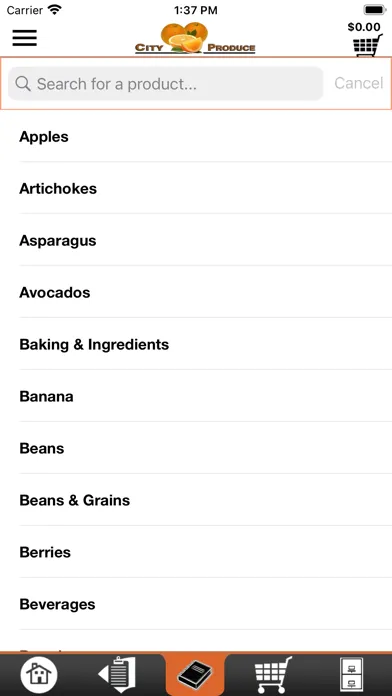 Capturas de tela do City Produce Mobile Ordering