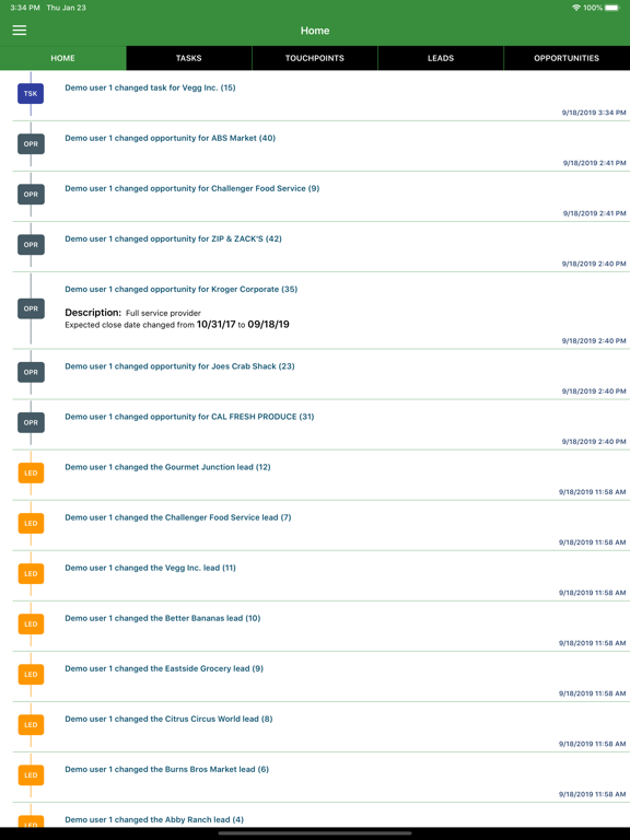 PPro CRM iPad  Screenshots