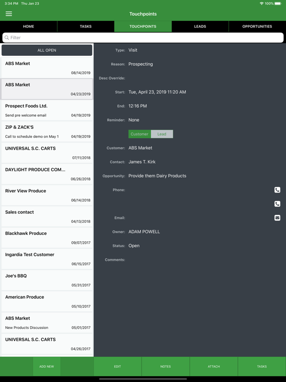 PPro CRM iPad  Screenshots