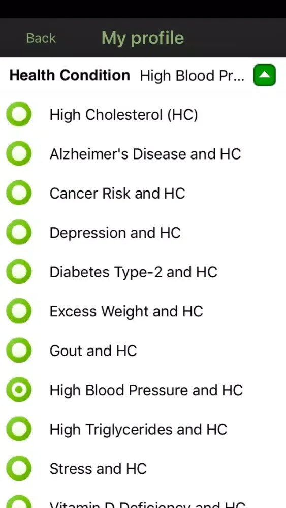 Capturas de tela do High Cholesterol