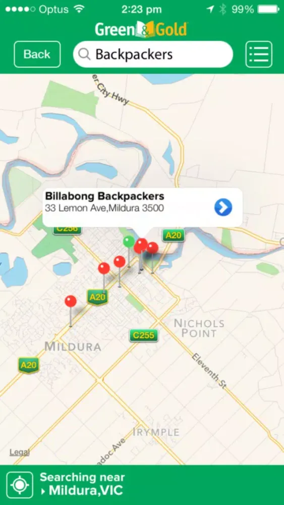 Tangkapan skrin Local Phonebook – Mildura