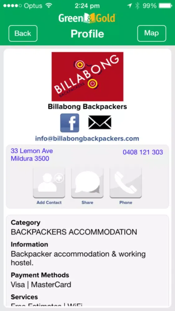 Tangkapan skrin Local Phonebook – Mildura