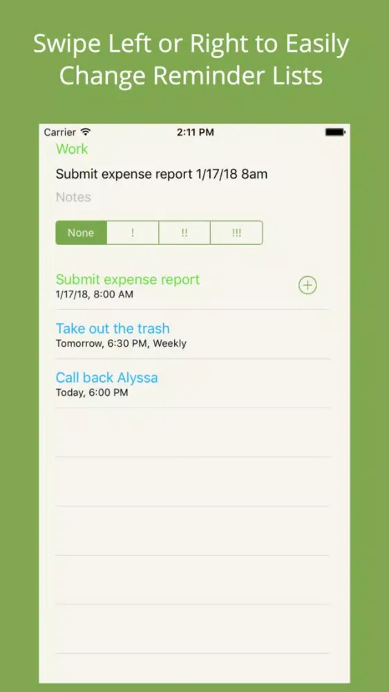 Zrzuty ekranu Rapid Reminders