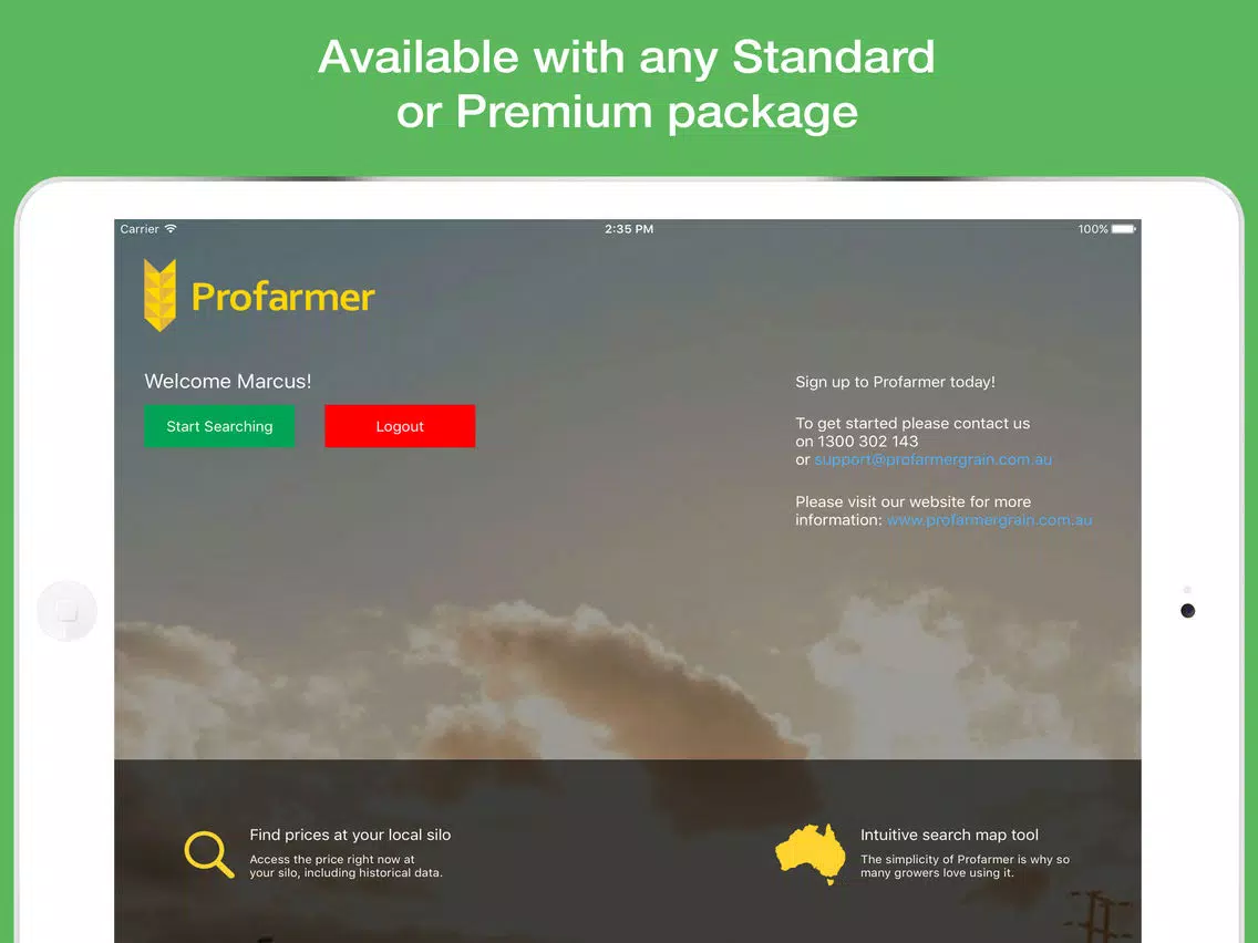 ภาพหน้าจอของ Profarmer Discovery iPad 