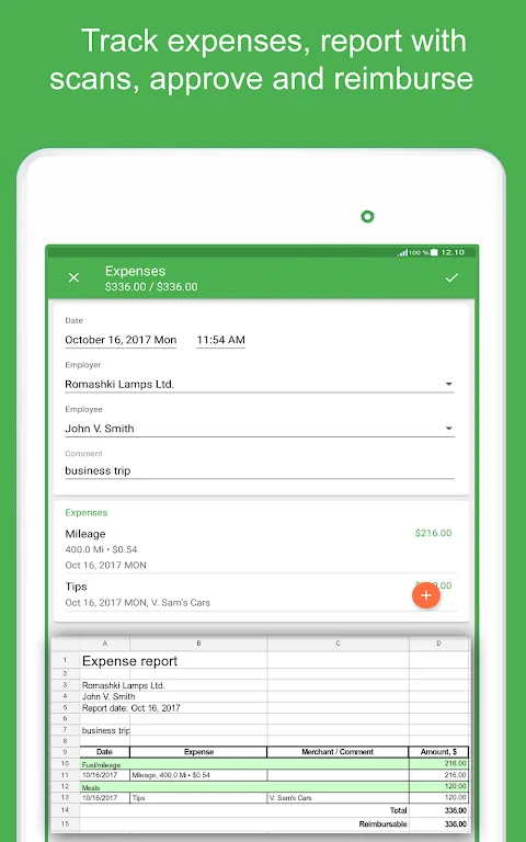 Green Timesheet Screenshots