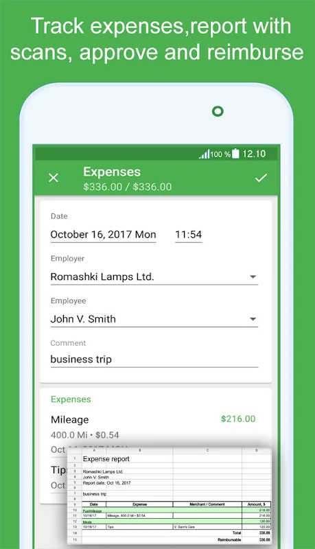 Green Timesheet Screenshots