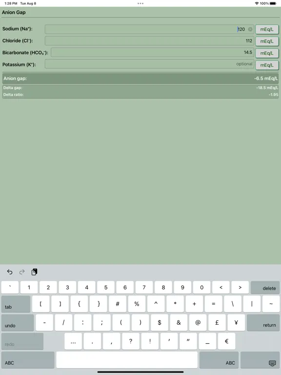 تصاویر Anion Gap Calculator Pro iPad 