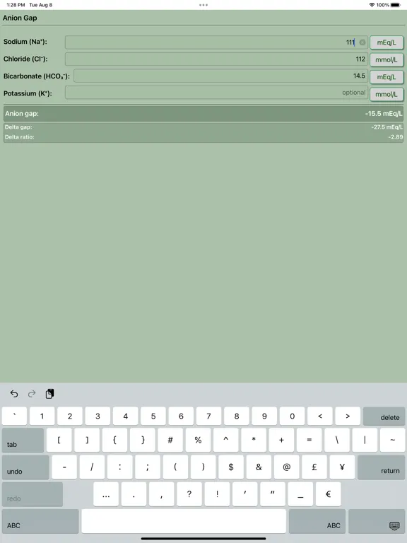 تصاویر Anion Gap Calculator Pro iPad 