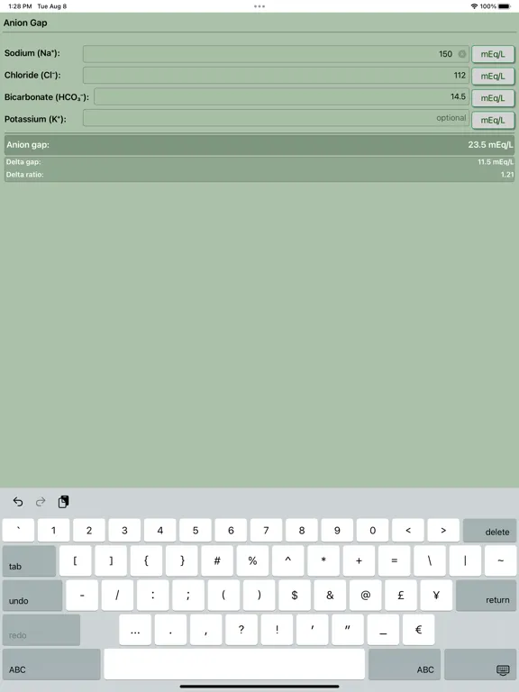 تصاویر Anion Gap Calculator Pro iPad 