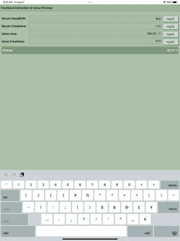 Screenshot di FEUrea Calculator iPad 