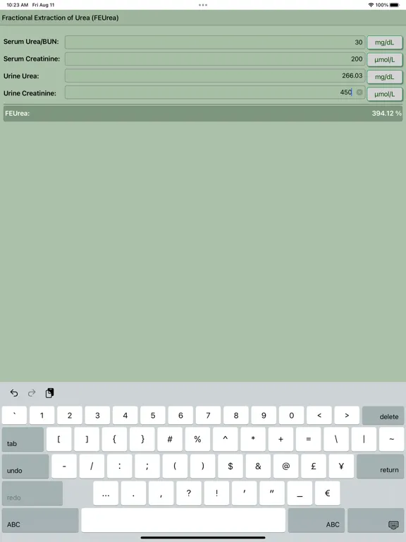 Screenshot di FEUrea Calculator iPad 