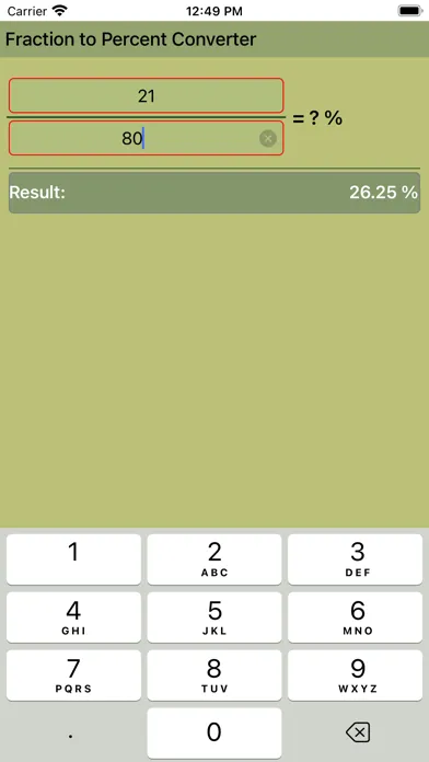 Tangkapan layar Fraction to Percent Converter