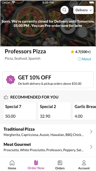 Professors Pizza स्क्रीनशॉट