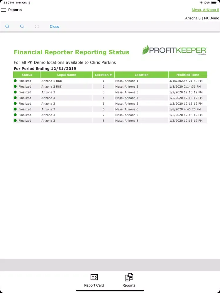 Tangkapan layar ProfitKeeper Mobile iPad 