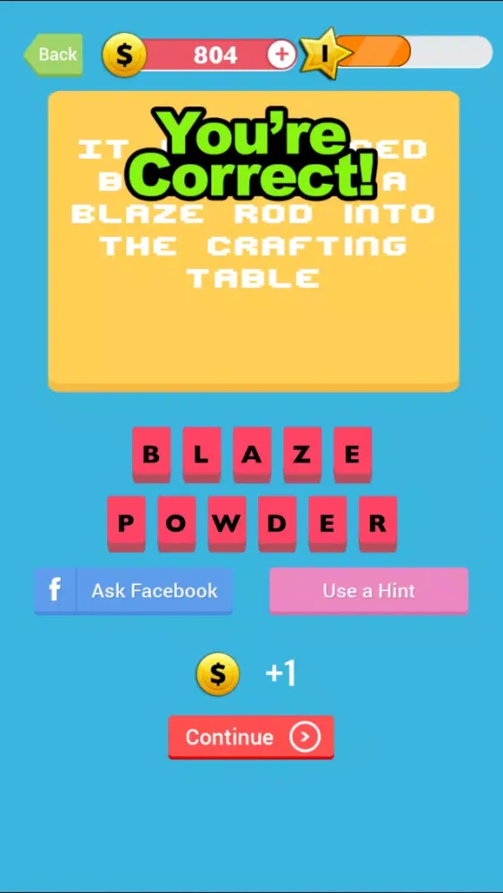 Tangkapan skrin Pocket Trivia for Minecraft