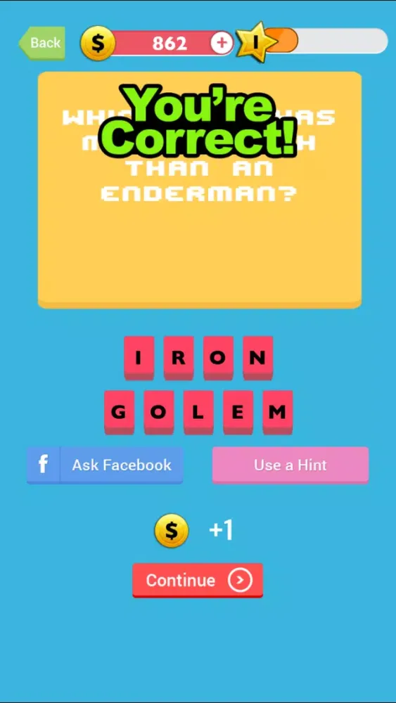 Tangkapan skrin Pocket Trivia for Minecraft