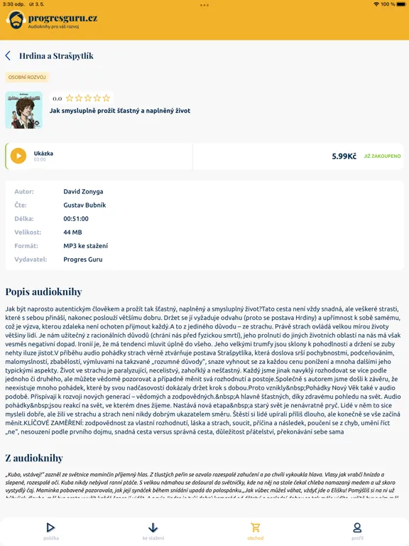 ProgresGuru audioknihy iPad 应用截图