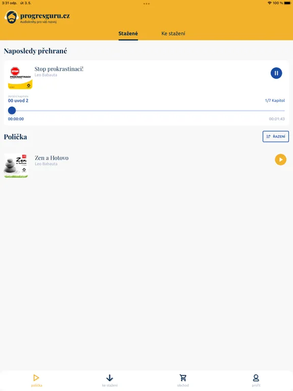 ProgresGuru audioknihy iPad 应用截图