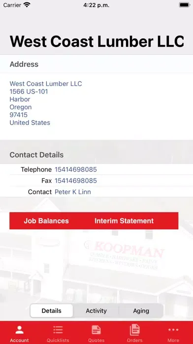 Koopman Lumber Web Track應用截圖