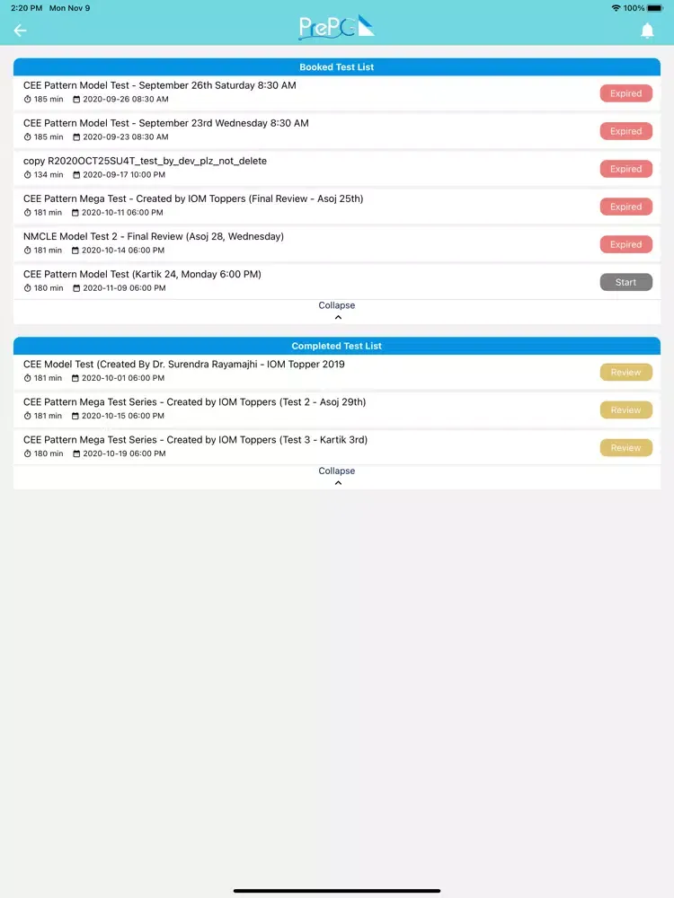 ภาพหน้าจอของ PrePG Nepal iPad 